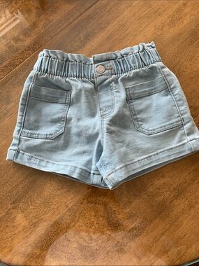 George Light Blue Denim-Look Elastic Waist Shorts